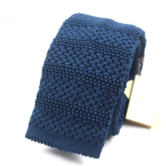 HERMES tie Main: 100% silk blue Cravat Fleur Uni mens Used Authentic
