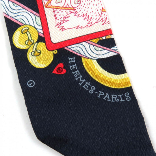 HERMES scarf Main: 100% silk Navy type PIQUE DAME DE COEUR Queen of Hearts Women Used Authentic