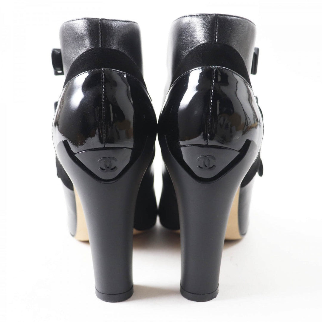 CHANEL short boots G29128 Main: Leather black Women 34.5 Used Authentic