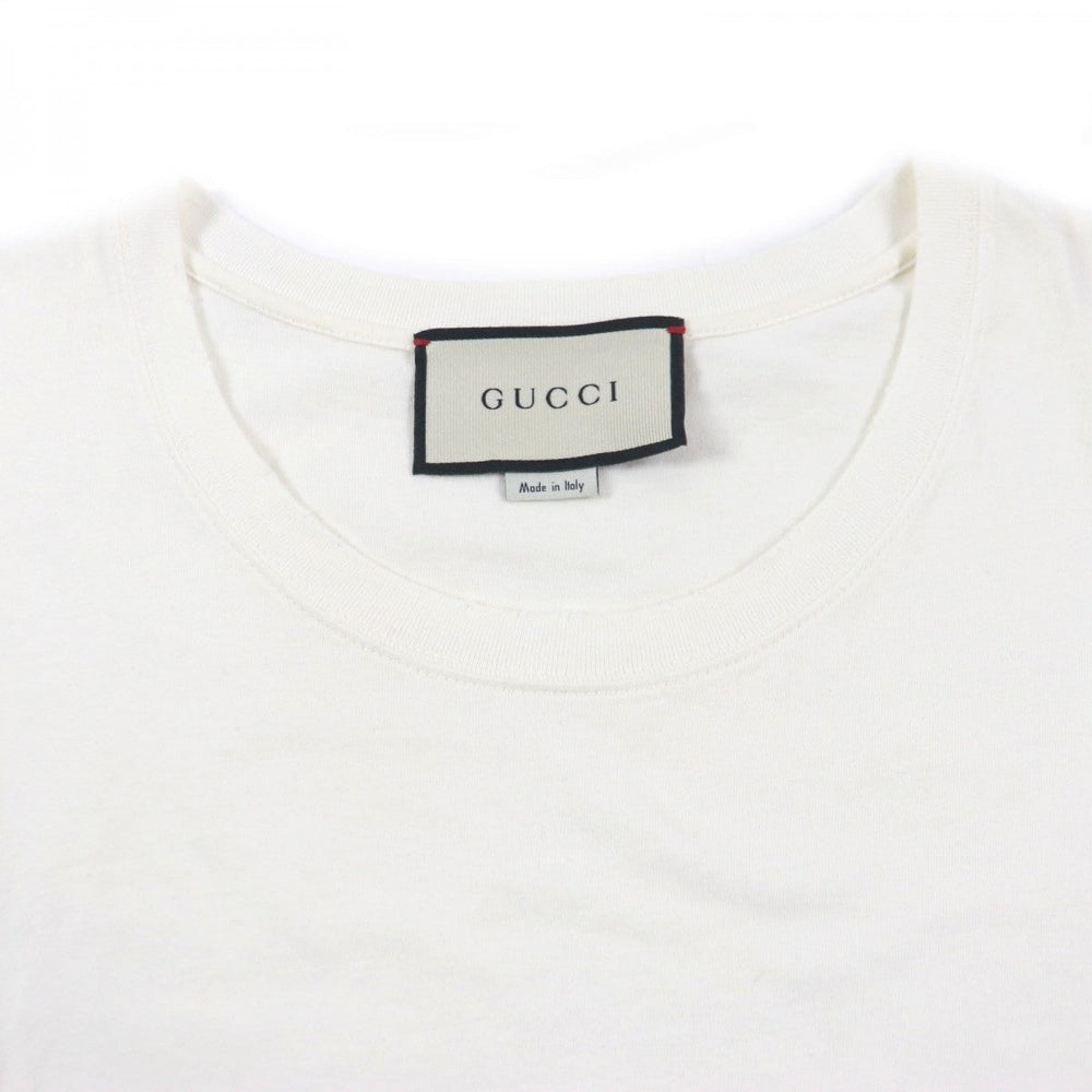 GUCCI Short sleeve T-shirt 493117 Main: 100% cotton, part: 100% linen, part: 100% silk, part: 100% polyester, part: 100% glass fiber white mens S Used Authentic