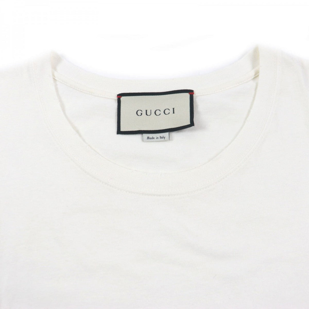 GUCCI Short sleeve T-shirt 493117 Main: 100% cotton, part: 100% linen, part: 100% silk, part: 100% polyester, part: 100% glass fiber white mens S Used Authentic