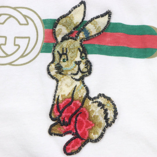 GUCCI Short sleeve T-shirt 493117 Main: 100% cotton, part: 100% linen, part: 100% silk, part: 100% polyester, part: 100% glass fiber white mens S Used Authentic