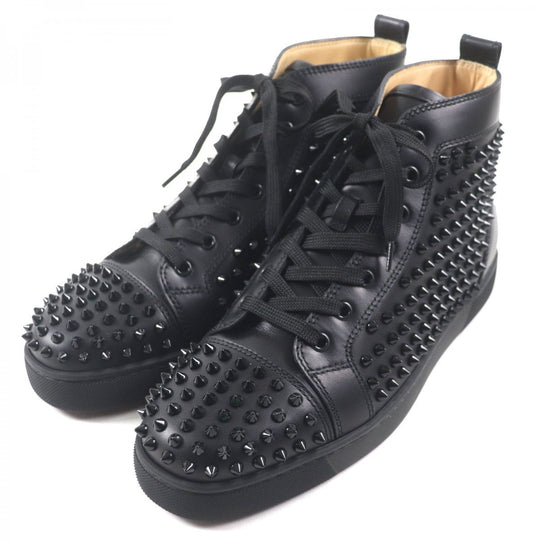 Christian Louboutin High cut sneakers Main: Leather black LOUIS FLAT spike studs mens 42.5 Used Authentic