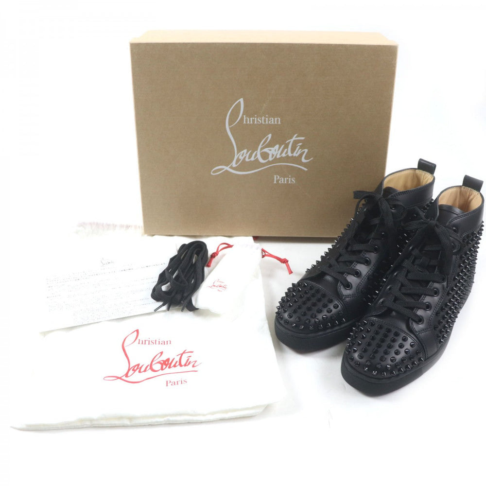 Christian Louboutin High cut sneakers Main: Leather black LOUIS FLAT spike studs mens 42.5 Used Authentic