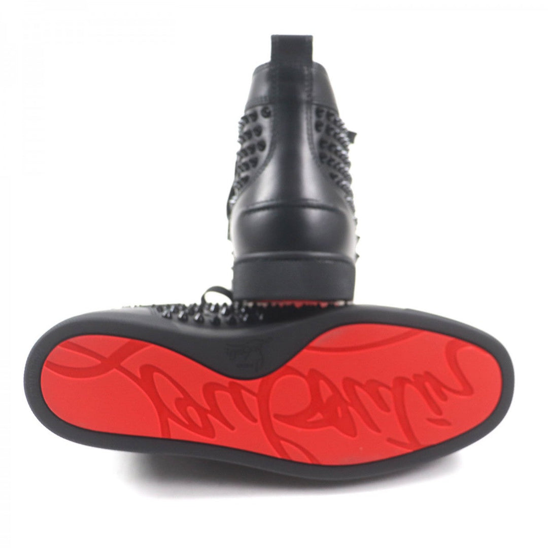 Christian Louboutin High cut sneakers Main: Leather black LOUIS FLAT spike studs mens 42.5 Used Authentic