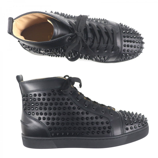 Christian Louboutin High cut sneakers Main: Leather black LOUIS FLAT spike studs mens 42.5 Used Authentic