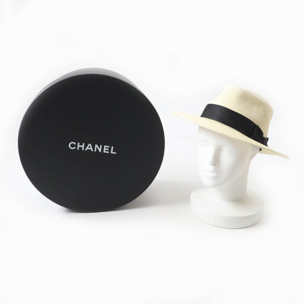 CHANEL hat 18P straw Natural black M