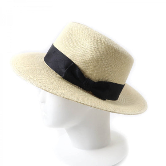 CHANEL hat 18P straw Natural black M
