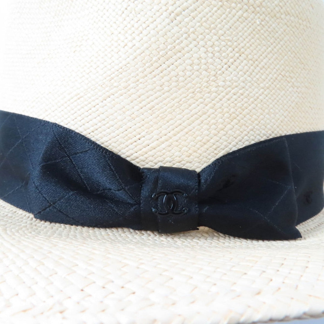 CHANEL hat 18P straw Natural black M