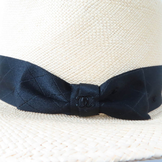 CHANEL hat 18P straw Natural black M