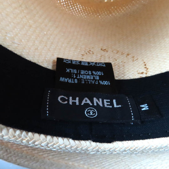 CHANEL hat 18P straw Natural black M