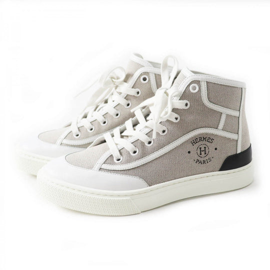 HERMES High cut sneakers 231028Z Main: Toile H, Part: Leather, Part: Rubber gray GET UP Women 37.5 Used Authentic