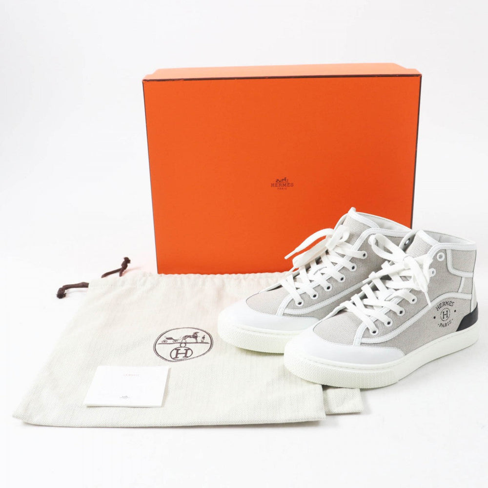 HERMES High cut sneakers 231028Z Main: Toile H, Part: Leather, Part: Rubber gray GET UP Women 37.5 Used Authentic