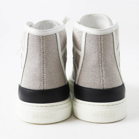 HERMES High cut sneakers 231028Z Main: Toile H, Part: Leather, Part: Rubber gray GET UP Women 37.5 Used Authentic
