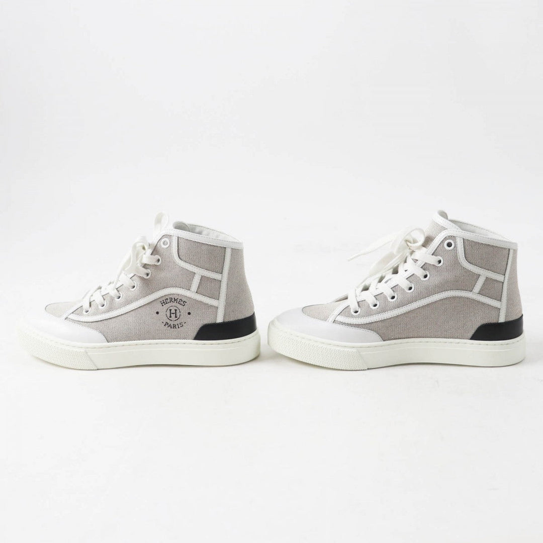 HERMES High cut sneakers 231028Z Main: Toile H, Part: Leather, Part: Rubber gray GET UP Women 37.5 Used Authentic