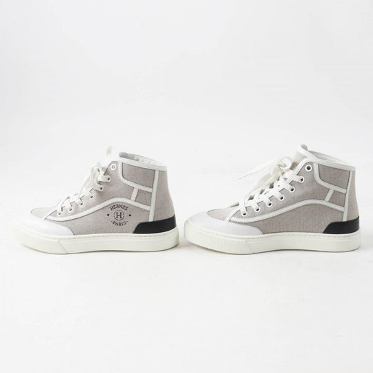 HERMES High cut sneakers 231028Z Main: Toile H, Part: Leather, Part: Rubber gray GET UP Women 37.5 Used Authentic