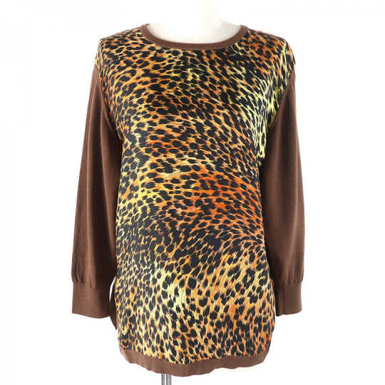 LEONARD FASHION tops Main: 100% wool, Part: 100% silk Brown type Women M Used Authentic