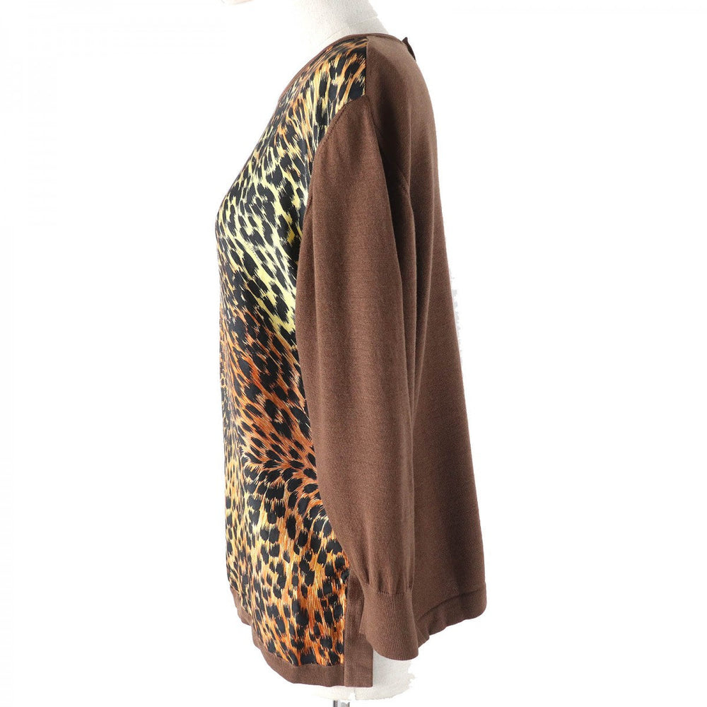 LEONARD FASHION tops Main: 100% wool, Part: 100% silk Brown type Women M Used Authentic