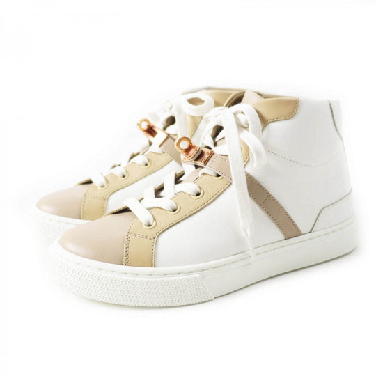 HERMES High cut sneakers Main: Leather White beige Daydream Women 35.5 Used Authentic