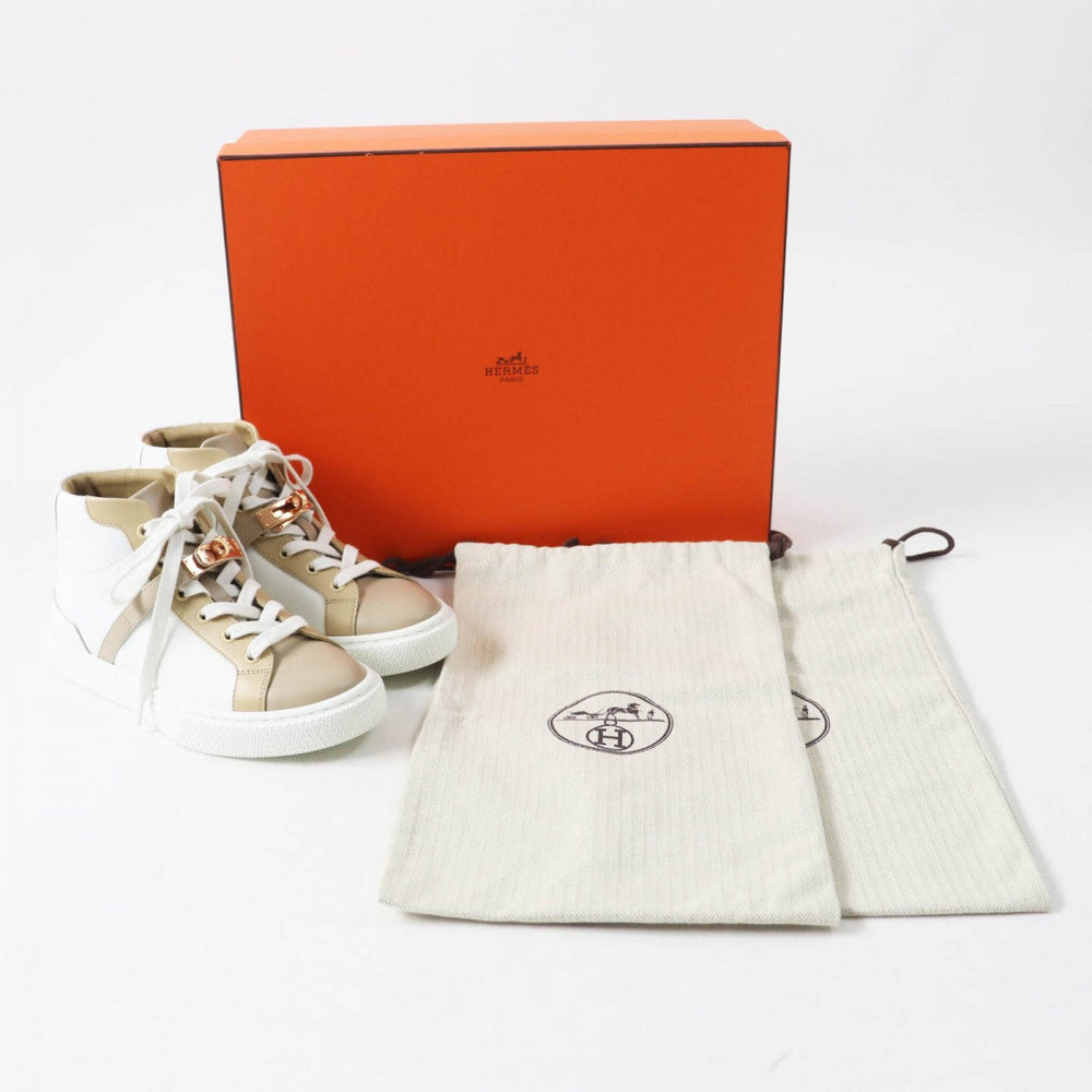HERMES High cut sneakers Main: Leather White beige Daydream Women 35.5 Used Authentic