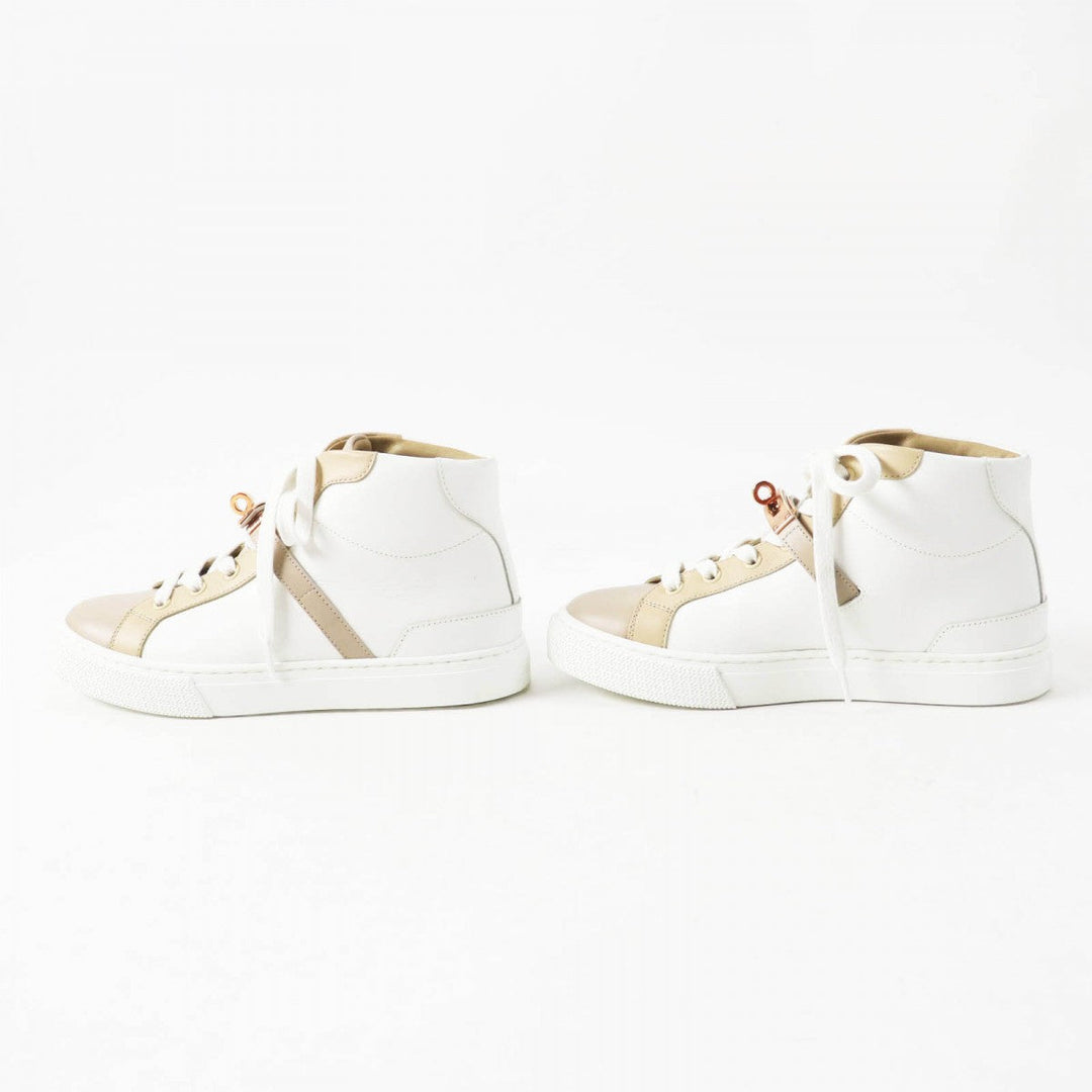 HERMES High cut sneakers Main: Leather White beige Daydream Women 35.5 Used Authentic