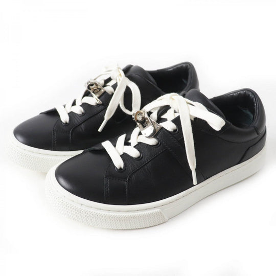 HERMES sneakers Main: Leather Black White Day Women 36 Used Authentic