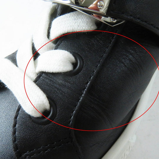HERMES sneakers Main: Leather Black White Day Women 36 Used Authentic