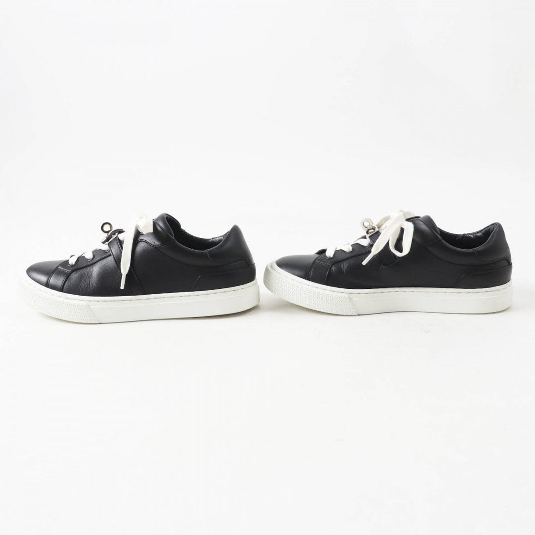 HERMES sneakers Main: Leather Black White Day Women 36 Used Authentic