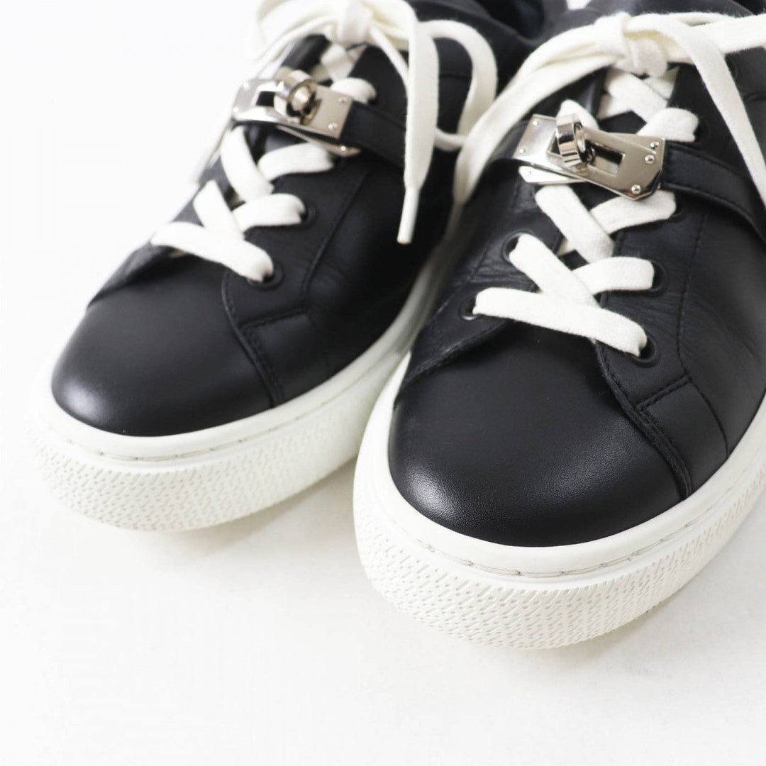 HERMES sneakers Main: Leather Black White Day Women 36 Used Authentic
