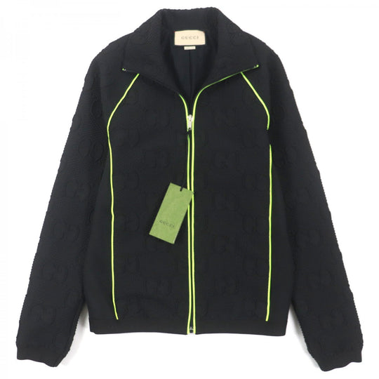 GUCCI Track jacket 724491 Outer material: 73% polyester, Outer material: 23% nylon, Outer material: 4% polyurethane, Part: 90% polyester, Part: 10% polyurethane Black Lime mens S Used Authentic