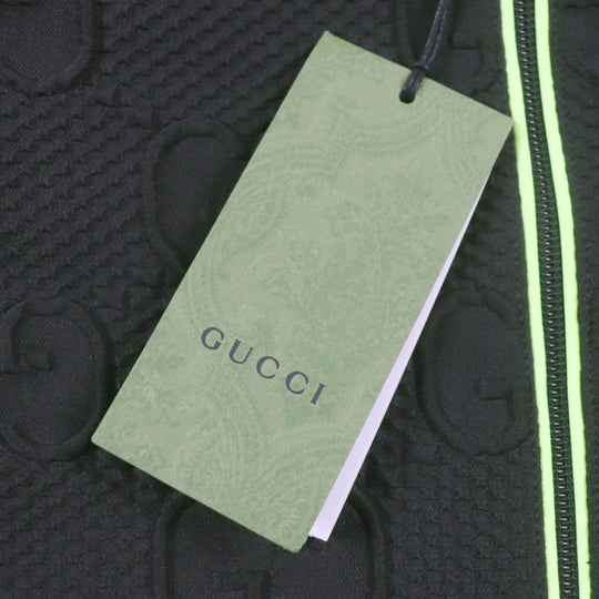 GUCCI Track jacket 724491 Outer material: 73% polyester, Outer material: 23% nylon, Outer material: 4% polyurethane, Part: 90% polyester, Part: 10% polyurethane Black Lime mens S Used Authentic