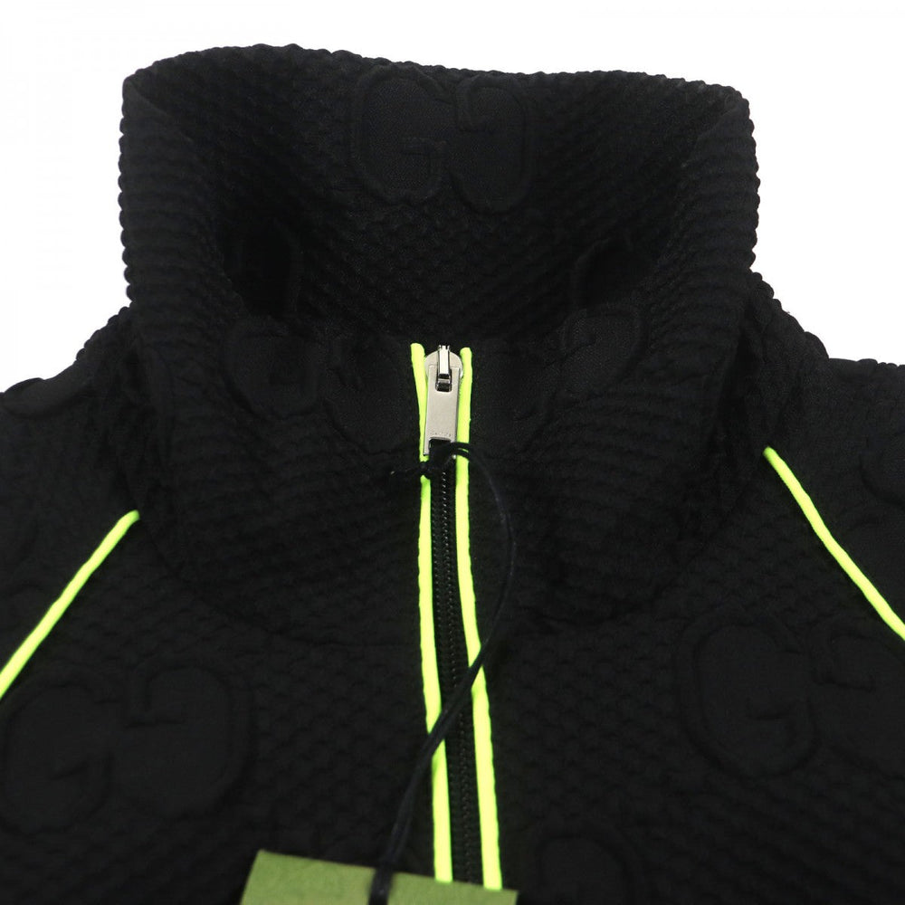 GUCCI Track jacket 724491 Outer material: 73% polyester, Outer material: 23% nylon, Outer material: 4% polyurethane, Part: 90% polyester, Part: 10% polyurethane Black Lime mens S Used Authentic