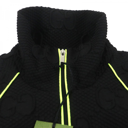 GUCCI Track jacket 724491 Outer material: 73% polyester, Outer material: 23% nylon, Outer material: 4% polyurethane, Part: 90% polyester, Part: 10% polyurethane Black Lime mens S Used Authentic