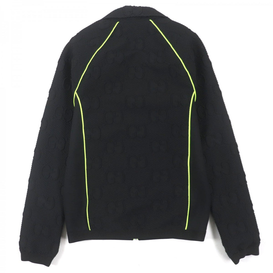 GUCCI Track jacket 724491 Outer material: 73% polyester, Outer material: 23% nylon, Outer material: 4% polyurethane, Part: 90% polyester, Part: 10% polyurethane Black Lime mens S Used Authentic