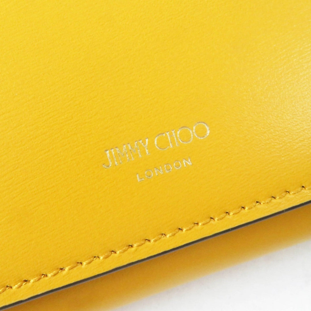 JIMMY CHOO Long Wallet Purse Main: Calfskin Sunflower Smoky Blue MARTINA Women Used Authentic