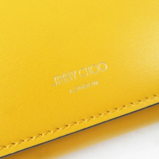 JIMMY CHOO Long Wallet Purse Main: Calfskin Sunflower Smoky Blue MARTINA Women Used Authentic