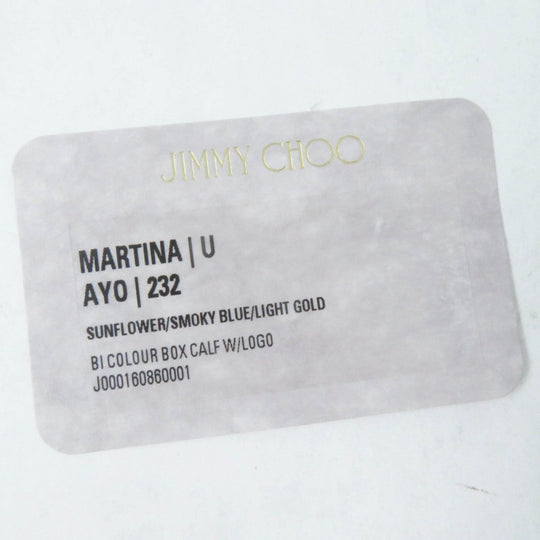 JIMMY CHOO Long Wallet Purse Main: Calfskin Sunflower Smoky Blue MARTINA Women Used Authentic