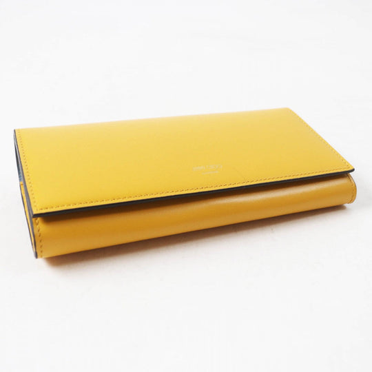 JIMMY CHOO Long Wallet Purse Main: Calfskin Sunflower Smoky Blue MARTINA Women Used Authentic