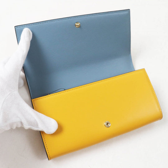 JIMMY CHOO Long Wallet Purse Main: Calfskin Sunflower Smoky Blue MARTINA Women Used Authentic