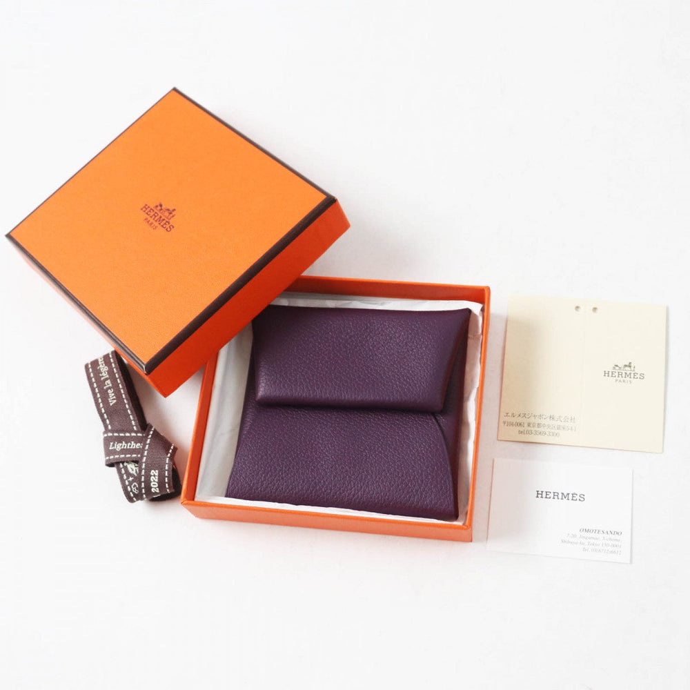 HERMES Coin case Main: Evercolor purple BASTIA VERSO Bastia Verso Women Used Authentic