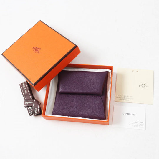 HERMES Coin case Main: Evercolor purple BASTIA VERSO Bastia Verso Women Used Authentic