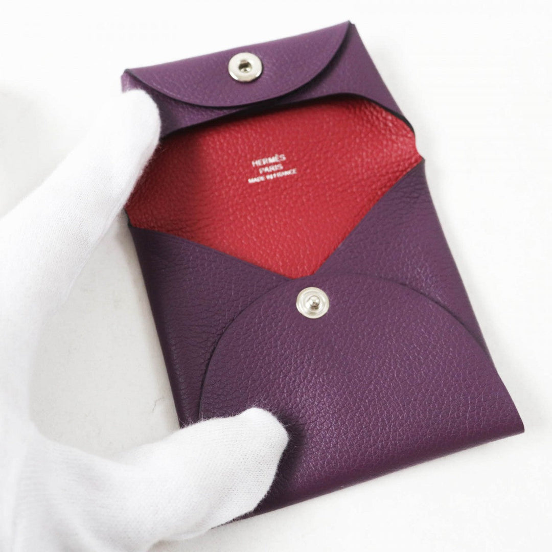 HERMES Coin case Main: Evercolor purple BASTIA VERSO Bastia Verso Women Used Authentic