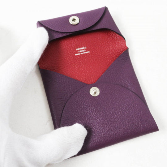 HERMES Coin case Main: Evercolor purple BASTIA VERSO Bastia Verso Women Used Authentic
