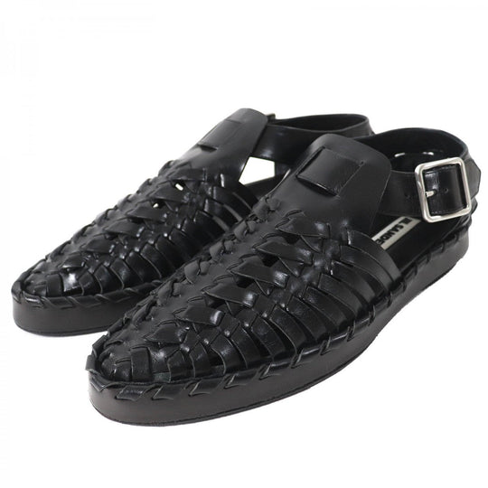 JIL SANDER Sandals J15WP0045 Calf leather black Woven Leather Flat Sandal 38