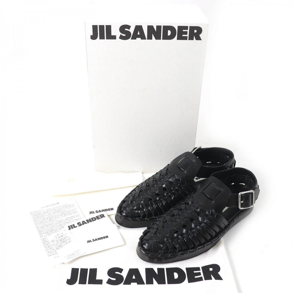 JIL SANDER Sandals J15WP0045 Calf leather black Woven Leather Flat Sandal 38