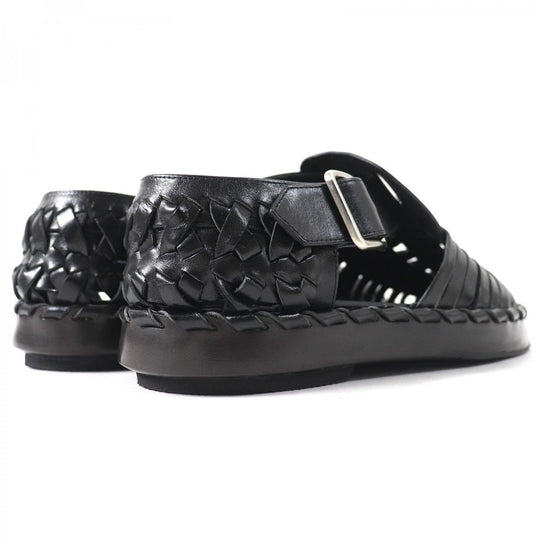 JIL SANDER Sandals J15WP0045 Calf leather black Woven Leather Flat Sandal 38