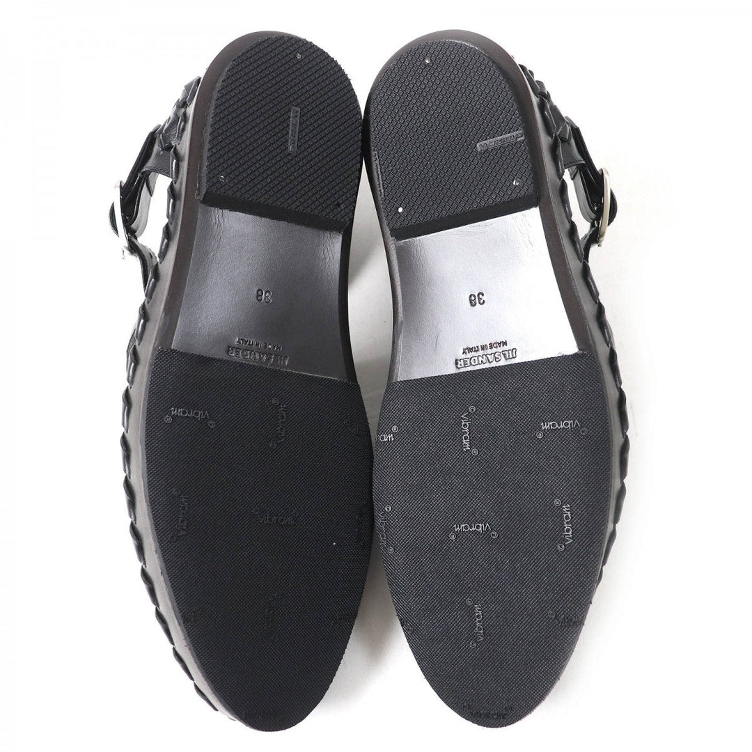 JIL SANDER Sandals J15WP0045 Calf leather black Woven Leather Flat Sandal 38