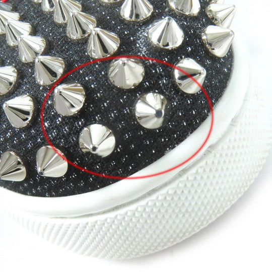 Christian Louboutin High cut sneakers Part: Leather Black red white LOU SPIKES ORLATO FLAT Women 35 Used Authentic