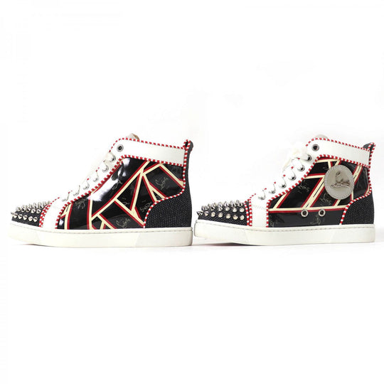 Christian Louboutin High cut sneakers Part: Leather Black red white LOU SPIKES ORLATO FLAT Women 35 Used Authentic