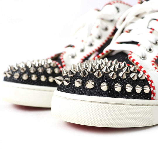 Christian Louboutin High cut sneakers Part: Leather Black red white LOU SPIKES ORLATO FLAT Women 35 Used Authentic